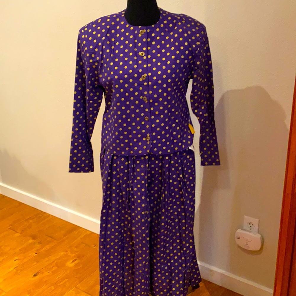 NWT vintage Lee Winters split skirt and top